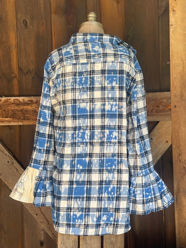 Flared Sleeve Flannel- OCEAN TIDES